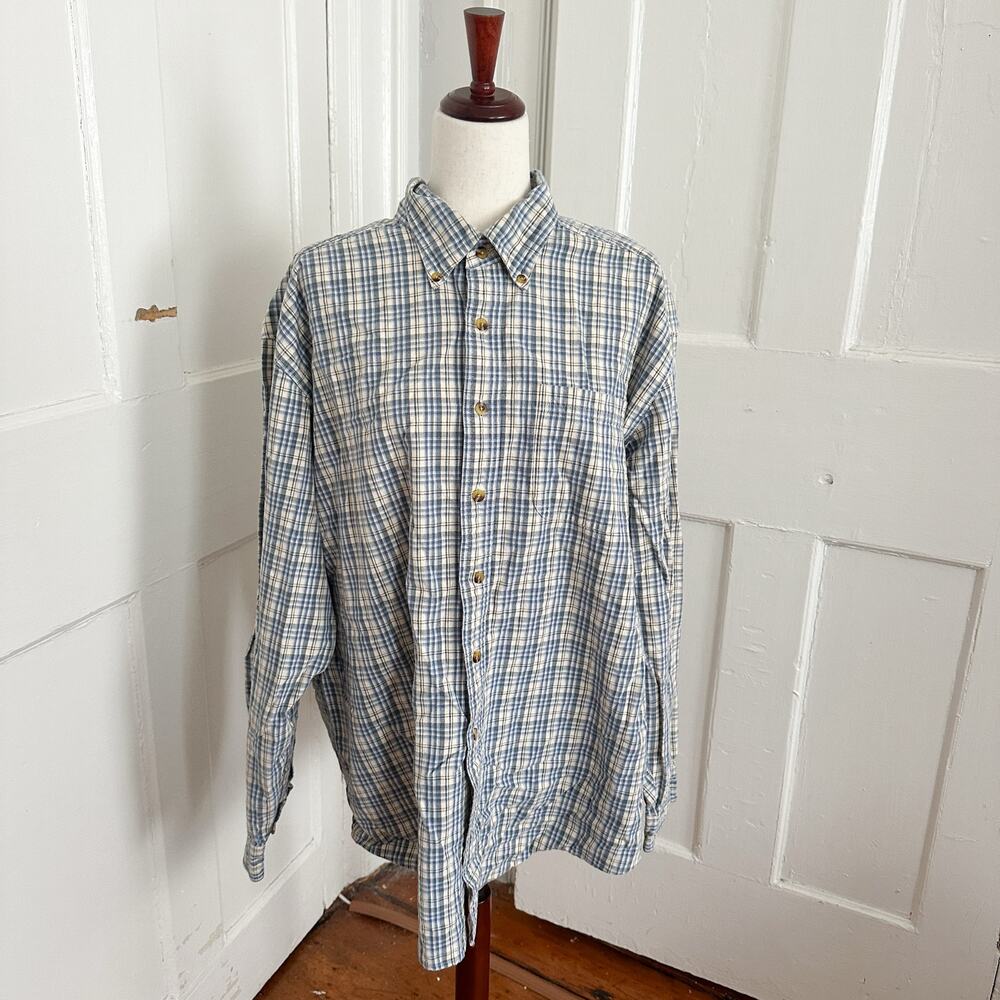 L.L. Bean Plaid Button-Down Shirt 100% Cotton Size XL